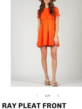 Lucca Couture Short-Sleeve Pleated Mini Dress - Bright Orange